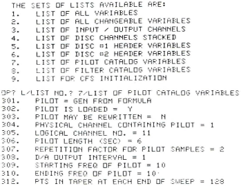 Listing (small part) of the System Status by the Teleprinter